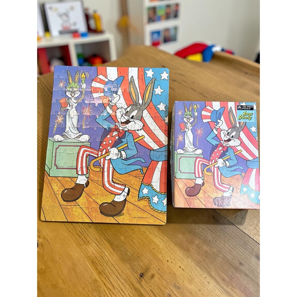 Vintage Looney Tunes Bugs Bunny 100 Piece‎ Jigsaw Puzzle 1990 Golden Patriotic